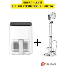 Trendexa Fırsat Paketi Buharlı Temizleyici 1804 ve Fritöz, 300 ml Su Haznesi, Dokunmatik Ekran, Aromaterapi Işlevi, Beyaz