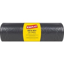 Trendexa Ekonomik Endüstriyel Orta Siyah Çöp Torbası 20'li 55X60 Cm, Yırtılmaz & Sızdırmaz, Çift Katlı, Geri Dönüştürülebilir