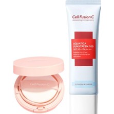 Trendexa Aquatica Tüm Cilt Tipleri Için Yüksek Koruyucu ve Tone Up Cushion Güneş Kremi Seti