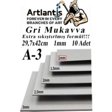 Trendexa A3 Mukavva Gri 1.0 mm 10 Adet 1 Paket 29.7X42 cm A-3 Mukavva 1,0 mm Kalınlığında A-3 Mukavva