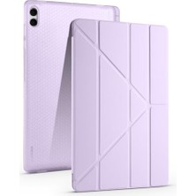 Trendexa Galaxy Tab S11 Ultra Uyumlu Lila Tablet Kılıfı; Kalem Bölmeli ve Standlı Tri-Folding Tasarım