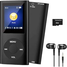 Trendexa Metal Mp3 Çalar, Dijital Ekranlı Mp4 Player, Ses Kayıt, Fm Radyo, 32GB Hafıza Kartı Hediyeli, Siyah