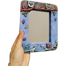 Trendexa 14.5 x 10 cm Seramik Çerçeveli, Baykuş Süslemeli Tasarım Ayna