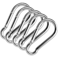 Trendexa Karabina Yaylı Kanca Paslanmaz Çelik Kilit Olta Dağcılık Kamp Malzemeleri Salıncak (8 Mm) 5 Adet