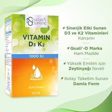 Trendexa Aromasız D3 ve K2 Vitamin Damlası, Renkli, 20 ml