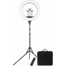 Trendexa 21 Inç (54 Cm) Profesyonel Ring Light; 210 cm Ayarlı Tripodlu, 3'lü Telefon Tutuculu, 3 Işık Modlu, Parlaklık Ayarlı, USB Güç Girişli Stüdyo & Canlı Yayın Işığı