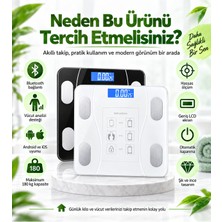 Hiltech Bluetooth Akıllı Dijital Baskül 180 kg Vücut Analizli Yağ Su Kas Bmı Ölçer Kilo Tartısı