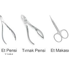 Trendexa Solingen 3'lü Metal Protez Tırnak ve Manikür Seti, 7 mm Et Pensi ve Et Makası