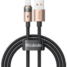Trendexa CA-6911 3A Işıklı USB iPhone Şarj ve Data Kablosu, 1.2m, Siyah