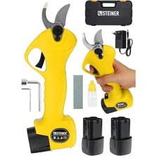 Trendexa Alman 128 Vf 10 Ah Kömürsüz Motor Akülü Bağ Makası Dal Budama Kesme Makinesi Çantalı Sarı