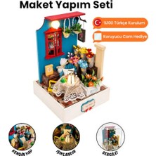 Trendexa Çiçek Bahçesi Temalı Minyatür Maket Seti; LED Işıklı Ahşap Dıy Hobi Kiti, Kendin Yap Mini Bahçe Modeli, Dekoratif Hediye Seti