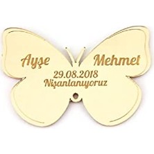 Trendexa 10 Adet Hediyelik Aynalı Pleksi Mıknatıslı Dolap Süsü, Kelebek Desen
