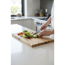 Trendexa Zeytin Ağacı Doğal Ahşap Kesme Tahtası, Sunum Tahtası, 40 x 20 cm