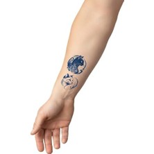 Trendexa Ying Yang Kedisi Desenli Aylık Geçici Dövme, El Boyun ve Bilek Için Yarı Kalıcı 12X7 cm