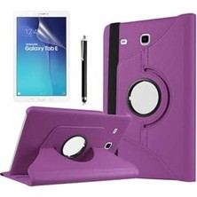 Trendexa Samsung Galaxy Tab E T560 9.6 Uyumlu Standlı, Kapaklı, Dönebilen Tablet Kılıfı, Mor
