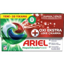 Trendexa HEPSI1ARADA Pods Oxi Extra Leke Çıkarma Kapsül Çamaşır Deterjanı Beyazlar ve Renkliler 20 Yıkama