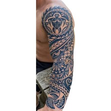 Trendexa Maori Desenli 47 cm Tam Kol ve Bacak Kaplama Dövmesi, 1 Ay Kalıcı