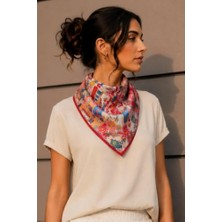 Trendexa Masal Desen Kırmızı-Pudra Soft Bandana Fular 50X50 cm