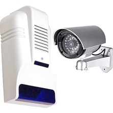 Trendexa Caydırıcı Sahte Kamera Destekli Dummy Alarm Sireni Sahte Alarm Kutusu Sahte Kamera