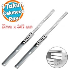 Trendexa Teleskopik Ince Bilyeli Bilyalı Dolap Çekmece Rayı Sürgüsü Metal En 1.7 cm 17 mm Uzunluk 34.2 cm