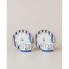 English Home Lora Flora Porselen 4 Parça 2 Kişilik Çay Fincanı Takımı 220 ml Renkli