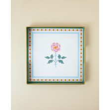 English Home Rustic Florals Tepsi 35,5X35,5 cm Yeşil