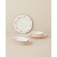 English Home Rosette Porselen Yemek Takımı 21 Parça 6 Kişilik Pembe