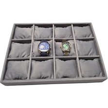 Trendexa Ahşap Saat Saklama Kutusu, 12 Bölmeli Baby Face Kumaş Organizer