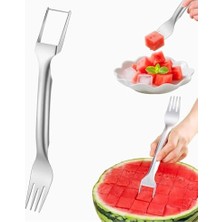 Trendexa Çatal; 2'si 1 Arada Karpuz Dilimleyici Ve, Paslanmaz Çelik, Ergonomik Saplı, Küp Kesim Özellikli
