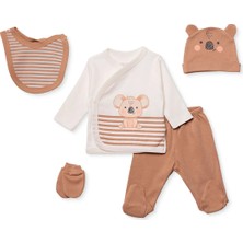 Hellobaby Erkek Bebek 5li Hastane Çıkışı Hayvan Baskılı Çıtçıtlı Zarf Yaka Long Sleeve Patikli