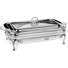 Trendexa Ingiliz Gümüşü Isıtıcılı Dikdörtgen Yemek Servisi, 46 x 25 x 19 cm