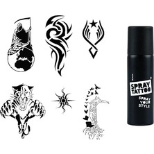 Trendexa Tribal Felsefik Spray Tattoo Geçici Dövme Seti Dark Siyah Sprey