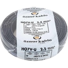Trendexa Öznur Kablo Nya H07V-U Tek Damar Elektrik Tesisat Kablosu 100 Metre; 1.5 Mm² & 2.5 Mm², Siyah/kahverengi/kırmızı/mavi/sarı-Yeşil, 450/750V (Siyah, 2.5 Mm)