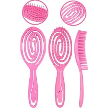 Trendexa Vegan Üç Boyutlu Saç Açma Fırçası, Pembe Renk