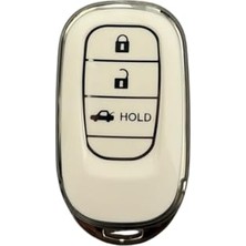 Trendexa Autohan Keys Honda Yeni Fe1 Civic Crv Hrv Accord Smart Nano Anahtar Kılıfı Beyaz Gümüş Renk