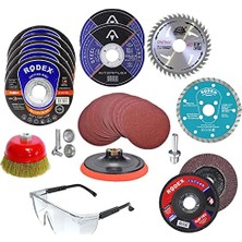 Trendexa 34 Parça Cırt Zımpara Kağıdı Spiral Avuç Içi Taşlama Mermer Ahşap Inox Meltak Kesici Kesme Flap Disk Seti