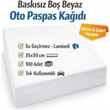 Trendexa Paspas, Baskısız Boş Beyaz Oto Kağıdı 35X50 cm – Su Geçirmez, Lamineli, 100'LI