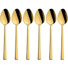 Trendexa Tatlı Kaşığı Seti; Parlak Gold, Kahvaltı Kaşık Seti, Paslanmaz Çelik, 6 Adet
