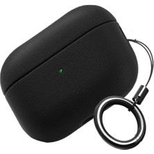 Trendexa Airpods Pro 3 Uyumlu Leather Skin Siyah Silikon Kılıf, Parmak Izi ve Çizilme Önleyici, Airpods Pro 3. Nesil 2025