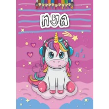Trendexa Nya: Personalized Coloring Book For, Theme: Unicorn, Birthday Gift Girl, Daughter..., 25 Designs With Name, Large Size A4 (Ca. 8.5 x 11 Inches), Ages: 4-8