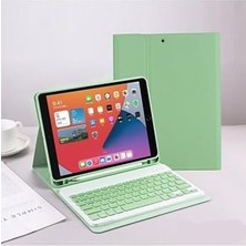 Trendexa iPad Pro 4.nesil 11" Inç (M2 Çipli) 2022 ile Uyumlu Bluetooth Türkçe Q Klavyeli Kılıf, Açık Yeşil