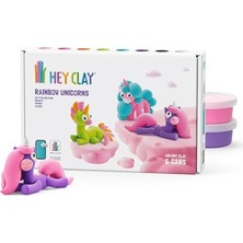 Trendexa Rainbow Unicorns 3 Karakter Seti - Renkli Modelleme Çocuklar - Havada Kuru Kil Seti 6 Kutu ve Etkileşimli Talimatlar (Parlak, Bulutlu, Işıltılı)