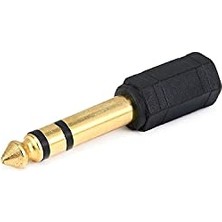 Trendexa 6,3 mm Erkek - 3,5 mm Dişi Stereo Kulaklık Mikrofon Adaptörü, Gold Jak