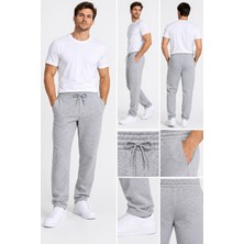 Machi 3 Ip Içi Şardonlu Jogger Eşofman Altı Bol Paça Baggy Kışlık Pamuklu Düz Paça Penye Içi Polarlı Füme Gri Siyah