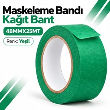 Badem10 Maskeleme Kağıt Bant 48MMX25MT Yeşil Renk Boyacı Bandı Yüzey Koruma Bantlama Dekorasyon Bandı