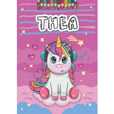 Trendexa A4 21 x 29.7 cm 4 8 25 Anniversaire Fille Ans Motifs Avec Le Pr Nom Grand Format Thea Livre De Coloriage Personnalis Pour Licorne Cadeau D