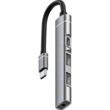 Pileli Store Ally 4in1 Type-C+3.5mm+Usb Girişli Çoğaltıcı Adaptör Çevirici Hub