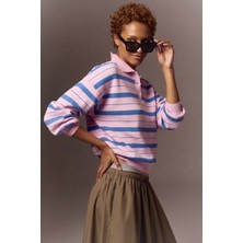 Soft & Basic Kadın Triko Polo Yaka Oversize Comfort Fit Sweatshirt Kazak