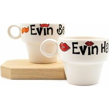 Trendexa Evin Hanımı & Evin Beyi 2'li Espresso Bardak Seti, Hediye Seramik Fincan