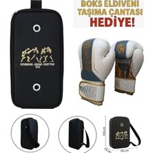 Trendexa Legacy Kick Boks Eldiveni Muay Thai ve Eldiven Taşıma Çantalı Beyaz Altın 12 Oz, Legacy-Çnt-Byz-12